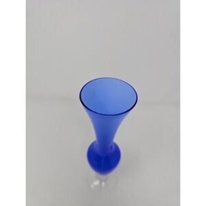 Cobalt Blue Glass Bud Vase with Clear Twisted Stem Elegant Decor‎